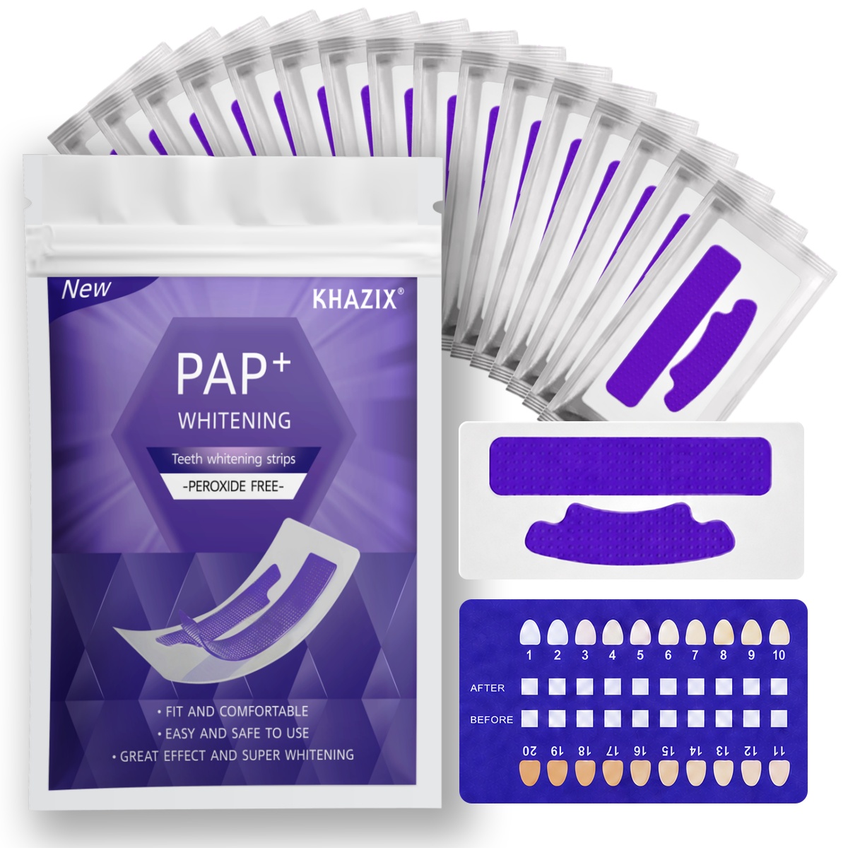 Teeth Whitening Street - แผ่นฟอกฟันขาว 1/7 คู่ เพื่อรอยยิ้มที่ดูขาวขึ้น แผ่นฟอกฟันที่ยืดหยุ่น ใช้งานง่ายสำหรับการดูแลความงามประจำวัน