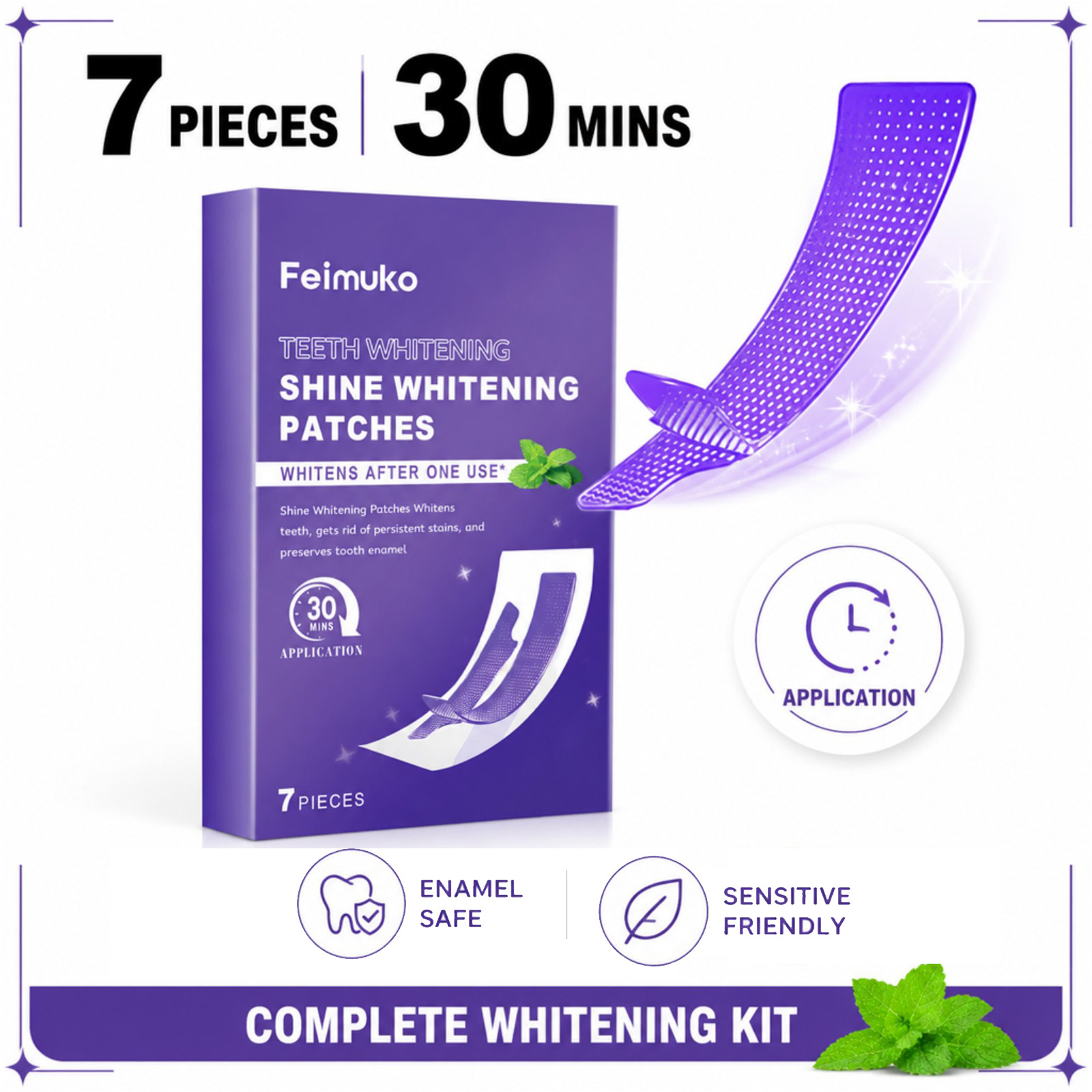 Whitening Strip 3D - แผ่นฟอกฟันขาวสีม่วง 7/14/21/28 ชิ้น 3D Fit ขจัดคราบ