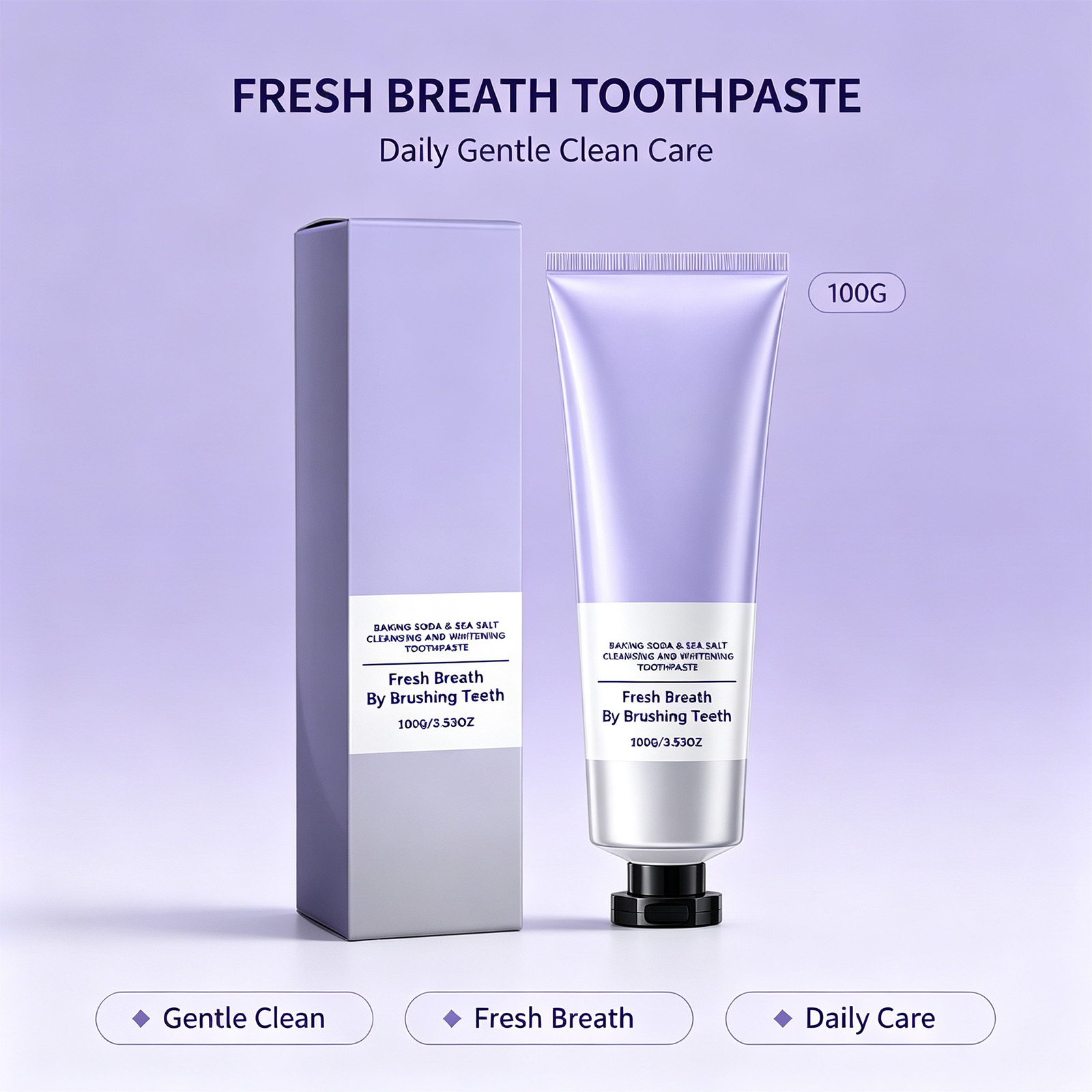 Teeth Whitening Baking Soda - ยาสีฟันเบกกิ้งโซดาผสมเกลือทะเล ทำความสะอาดล้ำลึก ลมหายใจสดชื่น ช่วยลดคราบบนพื้นผิว ดูแลช่องปากอย่างอ่อนโยน เพิ่มความกระจ่างใส