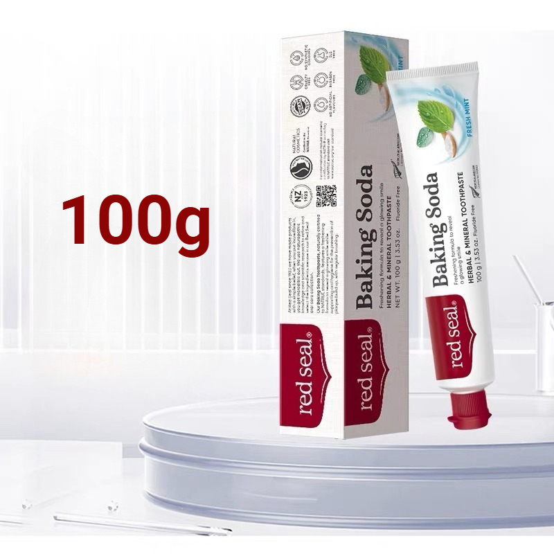 Teeth Whitening Baking Soda - ยาสีฟันเรดซีลนิวซีแลนด์เบกกิ้งโซดา 100 กรัม สูตรธรรมชาติแท้เพื่อฟันขาวและลมหายใจหอมสดชื่น