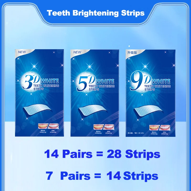 Whitening Strip 3D - แผ่นฟอกสีฟัน 2box 3D/5D/9D ชุดฟอกสีฟันขาว ดูแลสุขภาพช่องปาก แผ่นฟอกสีฟันสำหรับทำวีเนียร์ฟัน