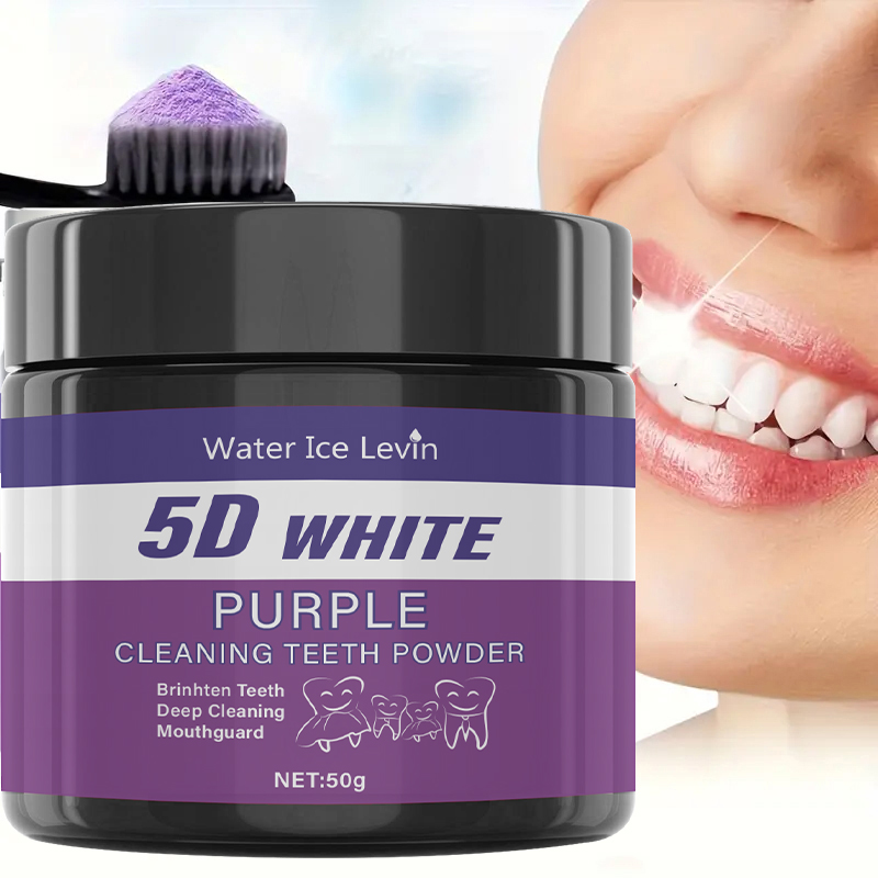 Teeth Whitening Baking Soda - ผงฟอกฟันขาว 5D สูตรสดชื่นมิ้นต์สีม่วง เบกกิ้งโซดาผสมสารสกัดจากไข่มุก ช่วยให้ฟันขาวสะอาดอย่างล้ำลึก 50