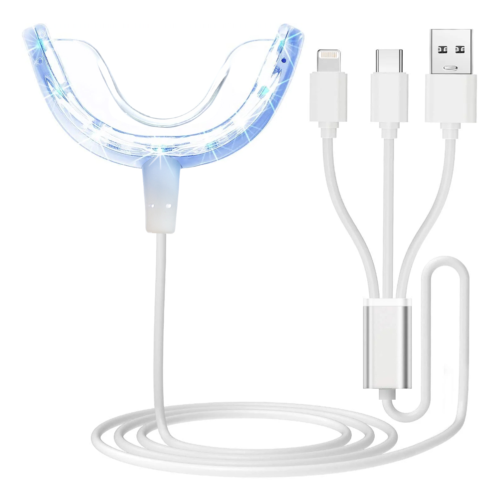 Teeth Whitening Light Kit - ฟันไวท์เทนนิ่ง Accelerator Light,16x ที่มีประสิทธิภาพมากขึ้นไฟ LED สีฟ้าปากถาดฟันไวท์เทนนิ่ง