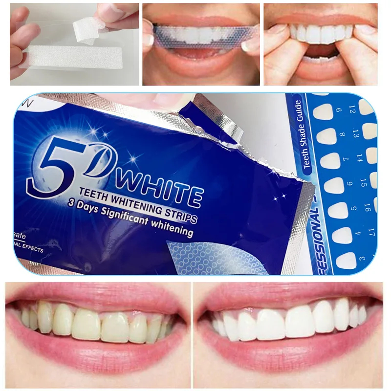 Teeth Whitening Street - 1-12 ชิ้น 5D ไวท์เทนนิ่งสติ๊กเกอร์ฟอกฟันขาว เจลฟอกฟันขาว แถบฟอกสีฟันขาว