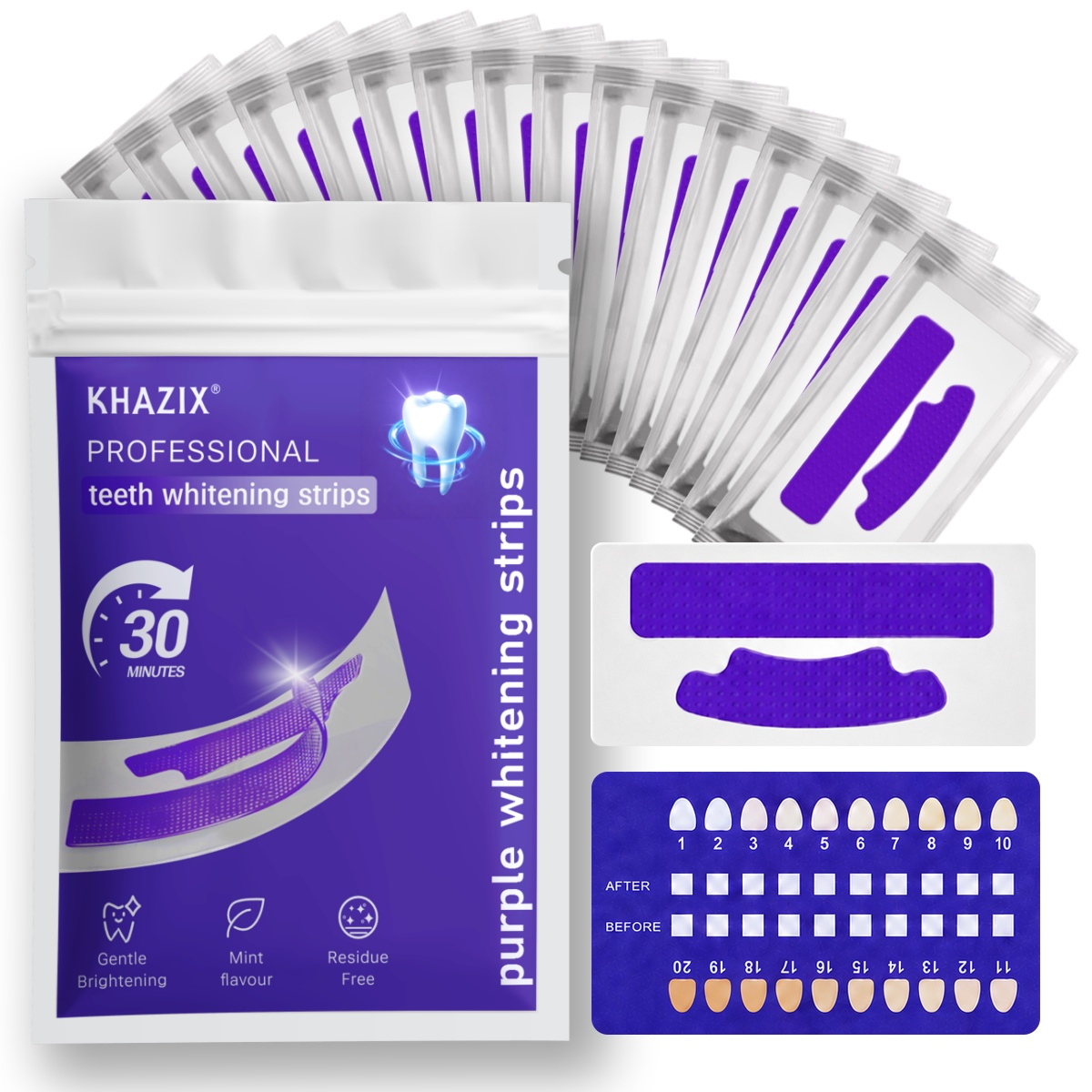 Teeth Whitening Street - แผ่นฟอกสีฟัน 7 ชิ้น เพื่อรอยยิ้มที่ขาวขึ้น แผ่นฟอกสีฟันแบบยืดหยุ่น ใช้งานง่ายสำหรับการดูแลความงามประจำวัน