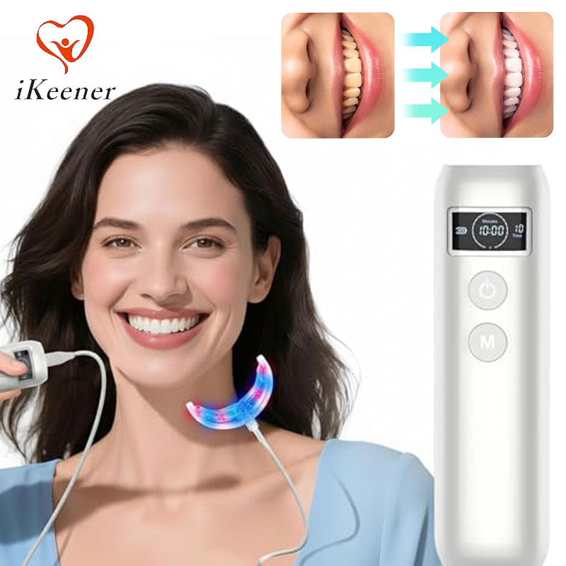 Teeth Whitening Light Kit - เครื่องเร่งฟอกสีฟัน 16 LED แสงสีแดงและสีน้ำเงิน พร้อมถาดใส่และตัวตั้งเวลา ช่วยฟื้นฟูสุขภาพเหงือก