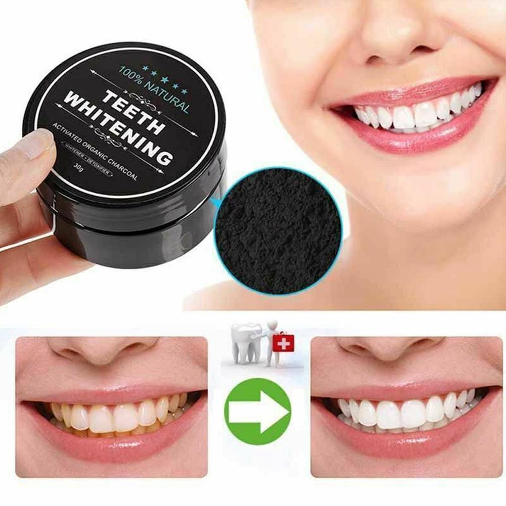 Teeth Whitening Activated Organic Charcoal - ผงถ่านกัมมันต์ออร์แกนิคสำหรับขัดฟัน ทำความสะอาดฟัน แข็งแรงขึ้น ฟอกสีฟัน ดูแลสุขภาพช่องปาก 30