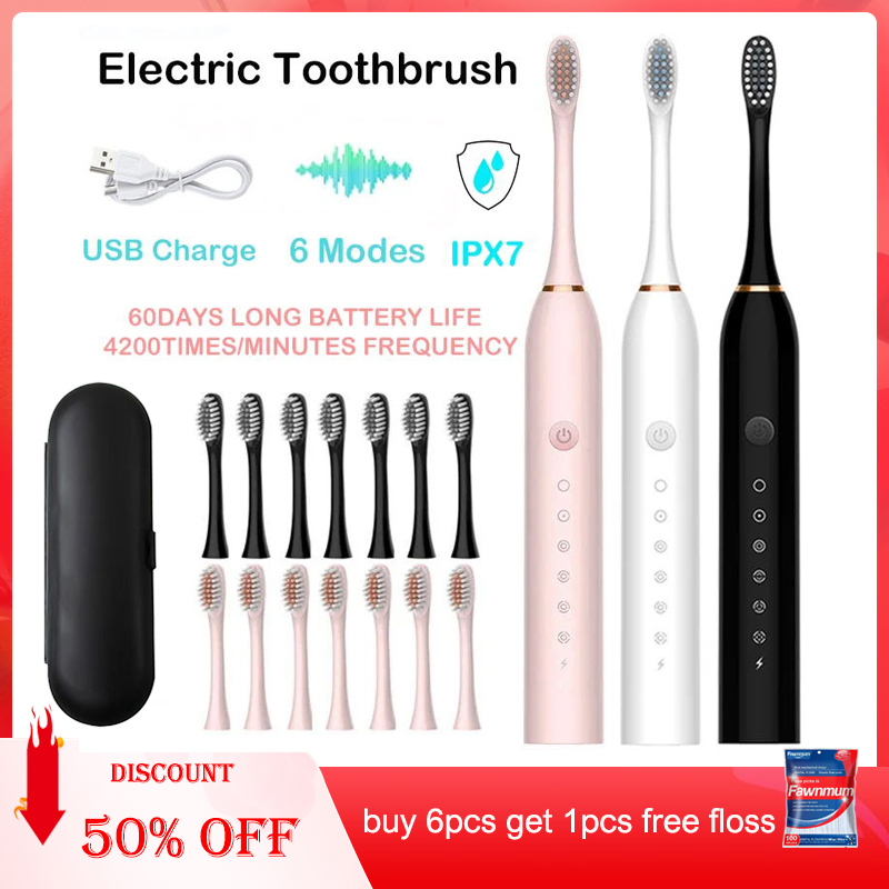 Teeth Whitening Fast - โซนิคแปรงสีฟันไฟฟ้าผู้ใหญ่สมาร์ทจับเวลาแปรงฟันฟันสะอาดไวท์เทนนิ่ง Fast USB ชาร์จแปรงสีฟันหัวเปลี่ยน
