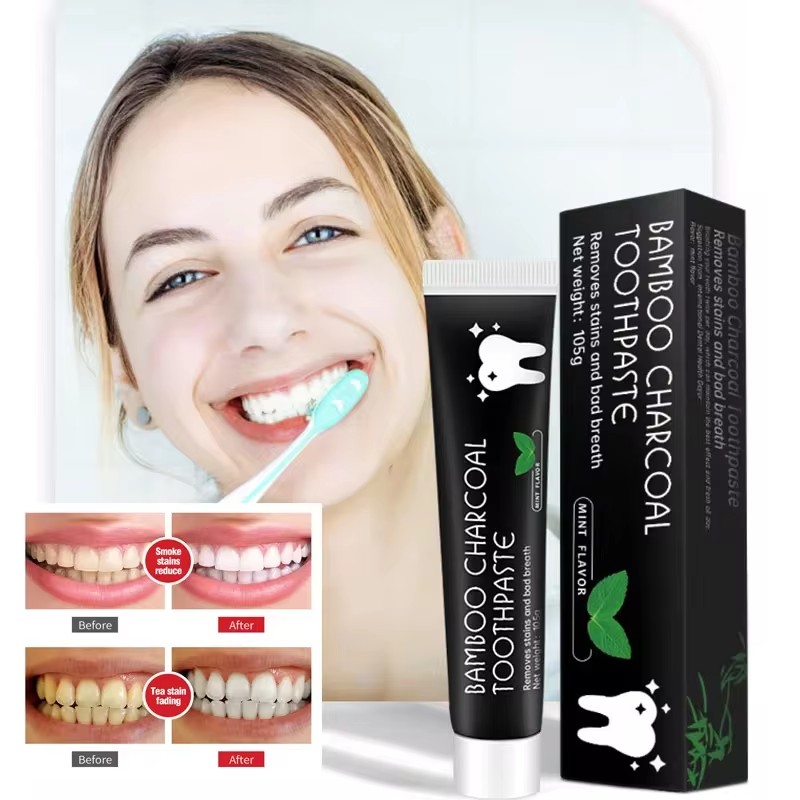 Teeth Whitening Zimba - ยาสีฟันไวท์เทนนิ่ง ยาสีฟันถ่านไม้ไผ่ ดูดซับกลิ่นปาก ขจัดคราบเหลือง ทำความสะอาดฟันอย่างเข้มข้น ดูแลช่องปาก