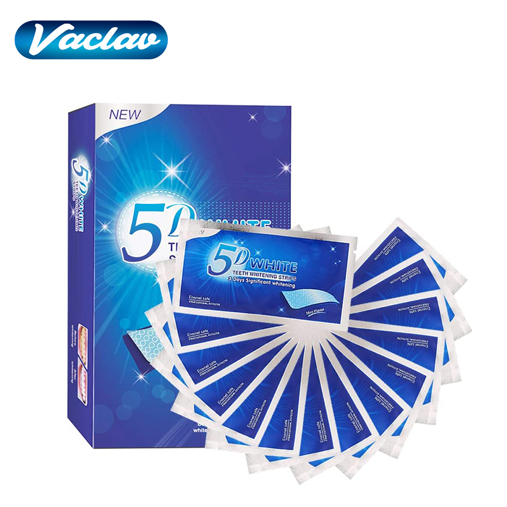 Teeth Whitening Street - แผ่นฟอกสีฟันขาว 5D ไวท์เทนนิ่ง สตริปเจลฟอกสีฟัน ช่วยขจัดคราบกาแฟจากการสูบบุหรี่ ชุดฟอกสีฟันสำหรับใช้ในบ้านที่มีประสิทธิภาพ
