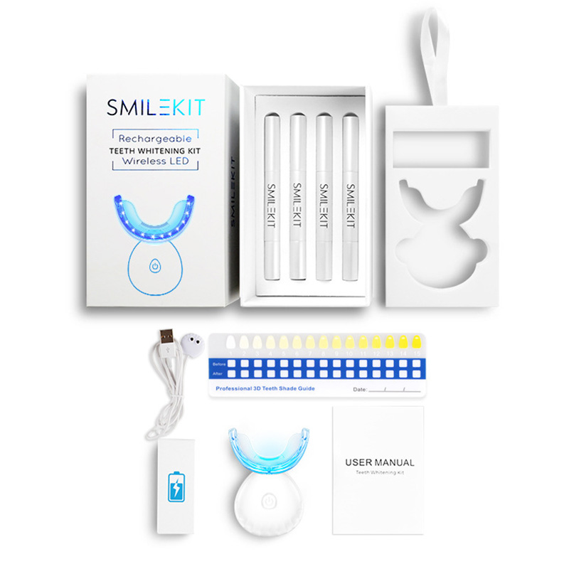 ใหม่ไฟฟ้าฟอกสีฟัน LED บ้านไร้ส - Teeth Whitening Bleaching Kit บทวิจารณ์และราคา